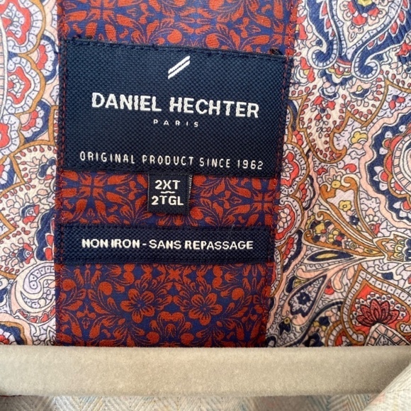 Daniel Hechter Paris Long Sleeve Button Down Shirt, Pink Orange Blue Paisley - Picture 8 of 13